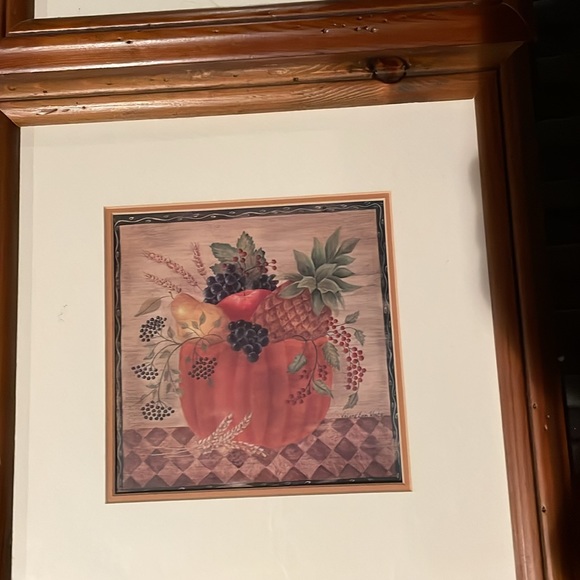 Set of 4 12x12 framed in genuine wood fruit/vegetable prints - Picture 4 of 5